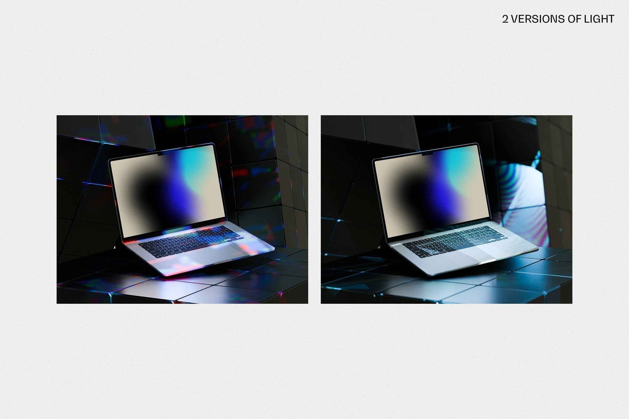 free macbook air mockup with neon light