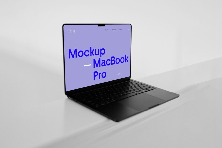 free macbook pro mockup on floor