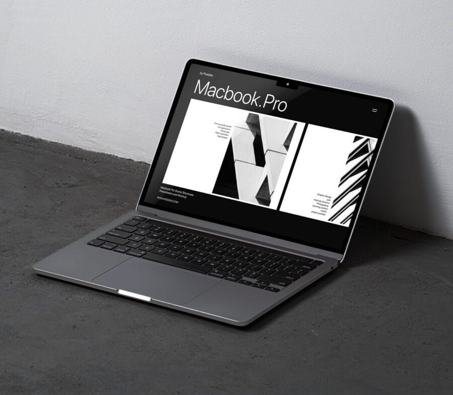 free macbook pro mockup on floor