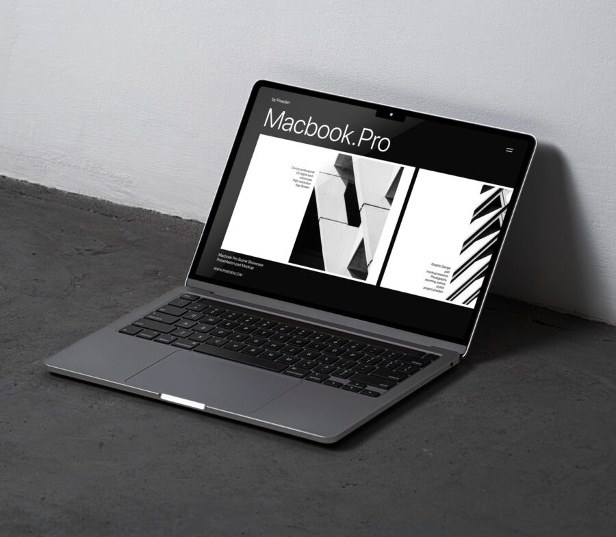 free macbook pro mockup on floor