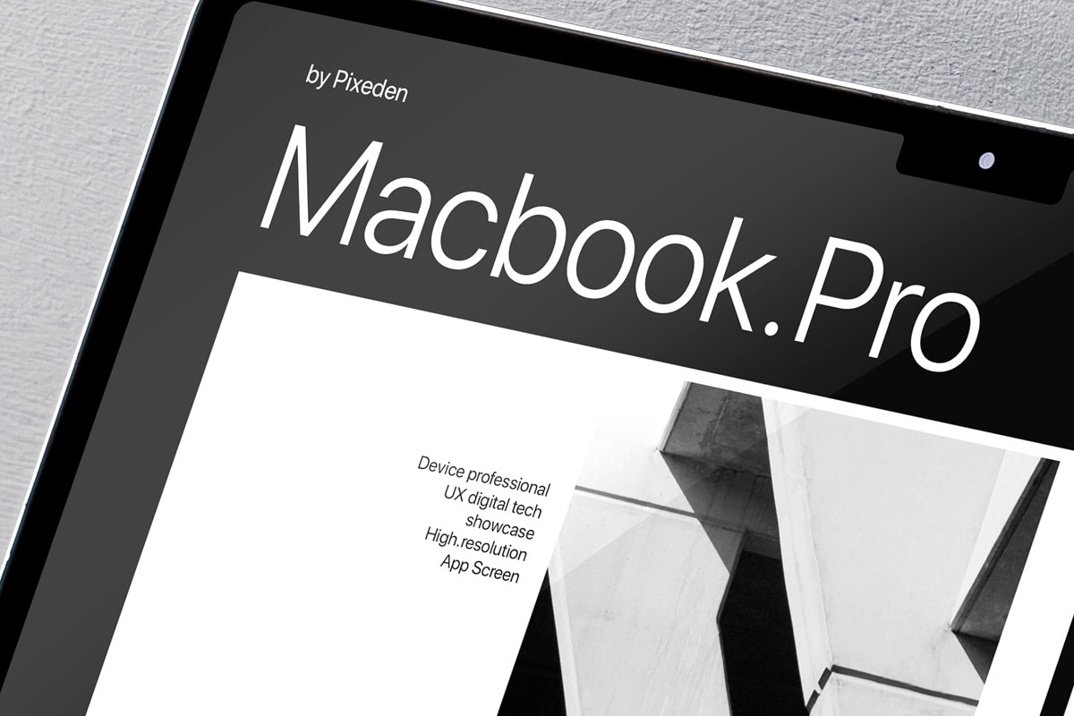 free macbook pro mockup on floor front view