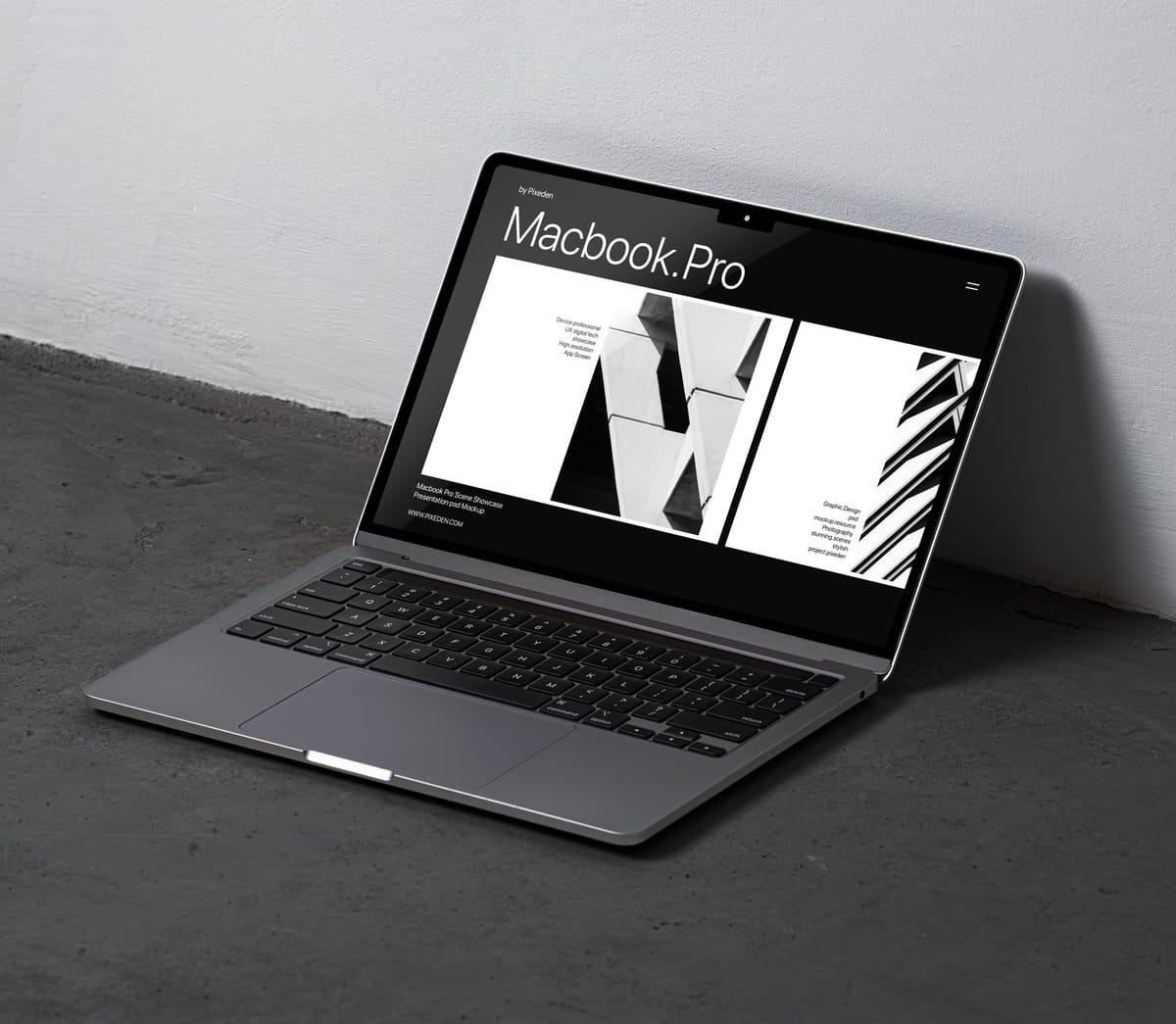 free macbook pro mockup on floor