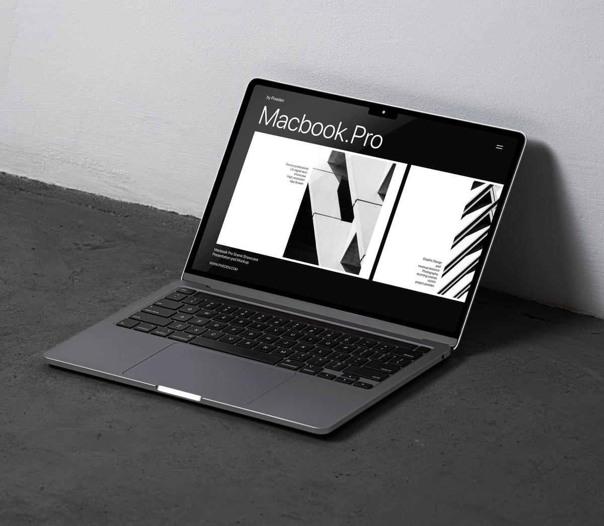 free macbook pro mockup on floor