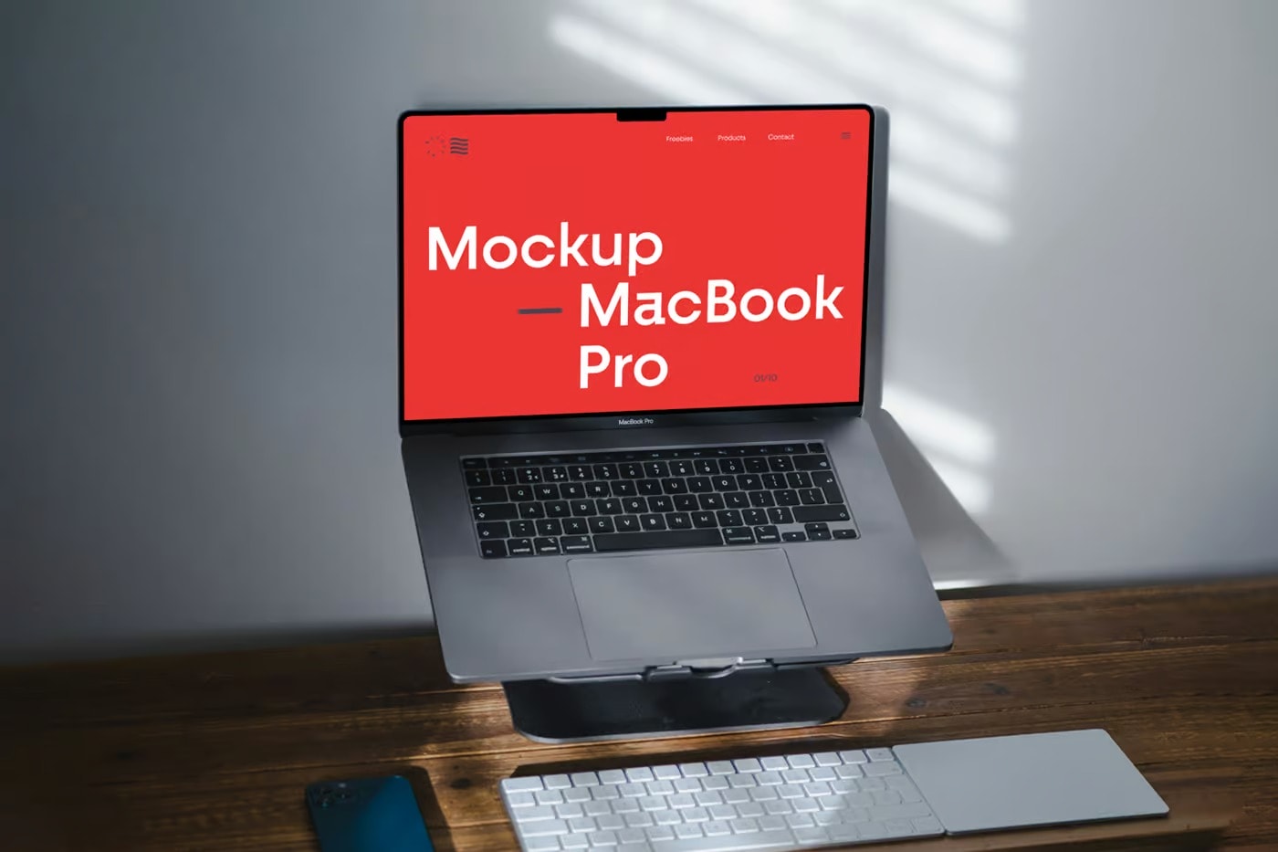 free macbook pro mockup on stand
