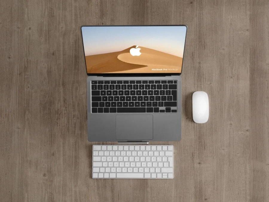 free macbook pro mockup top view