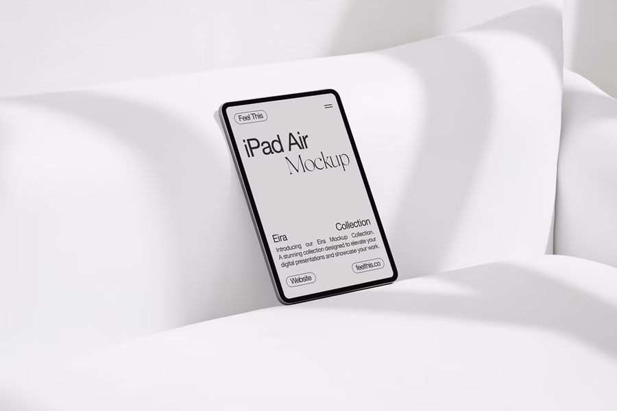 iPad Air mockup on white sofa white