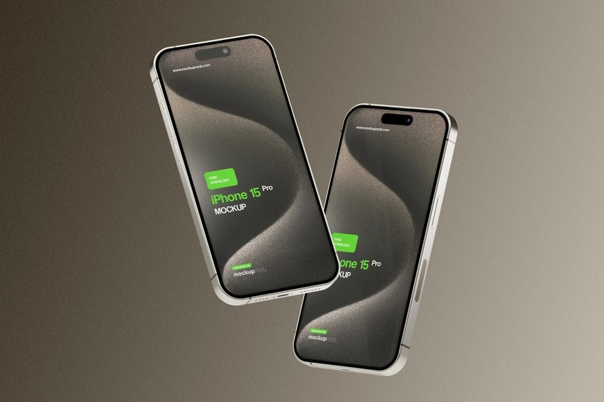 iPhone 15 pro mockup natural titanium