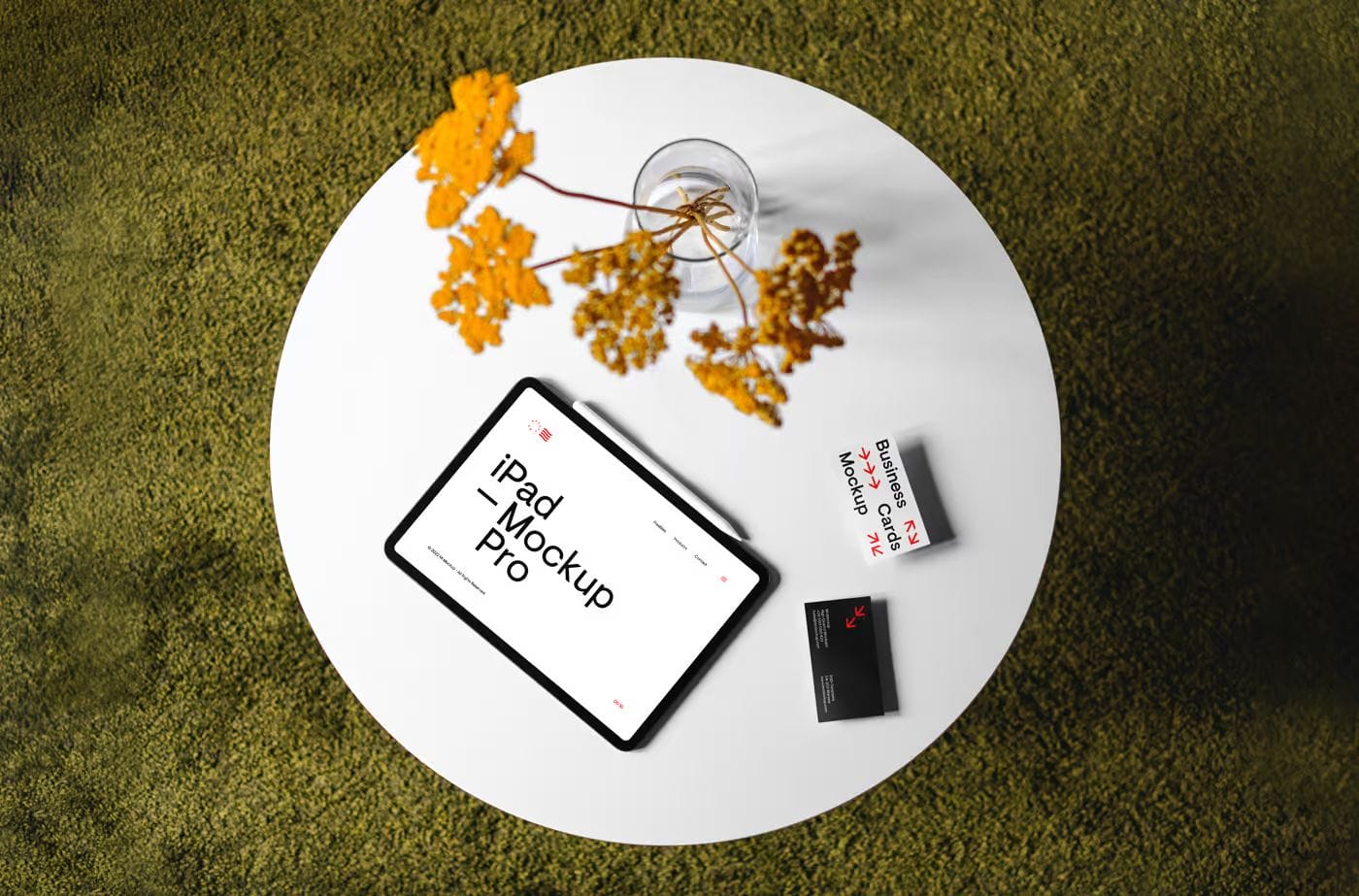 iPhone Mockup on a Table with Business Card