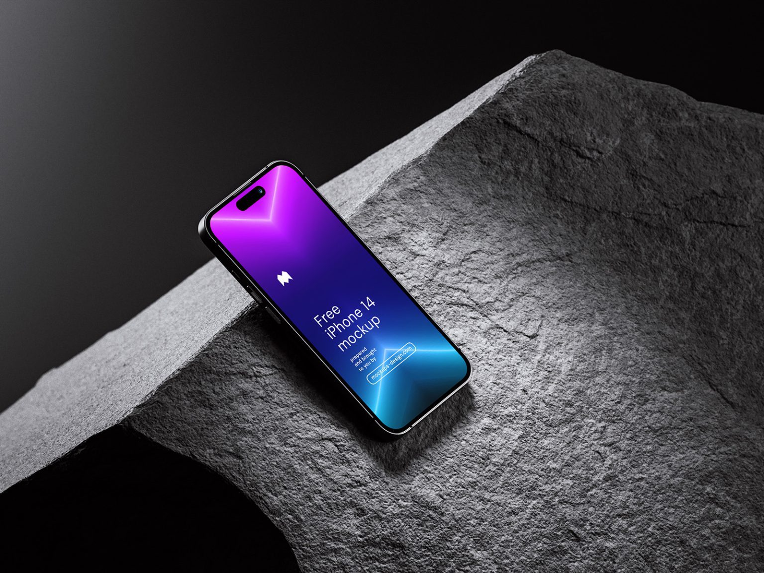 iPhone on rock mockup