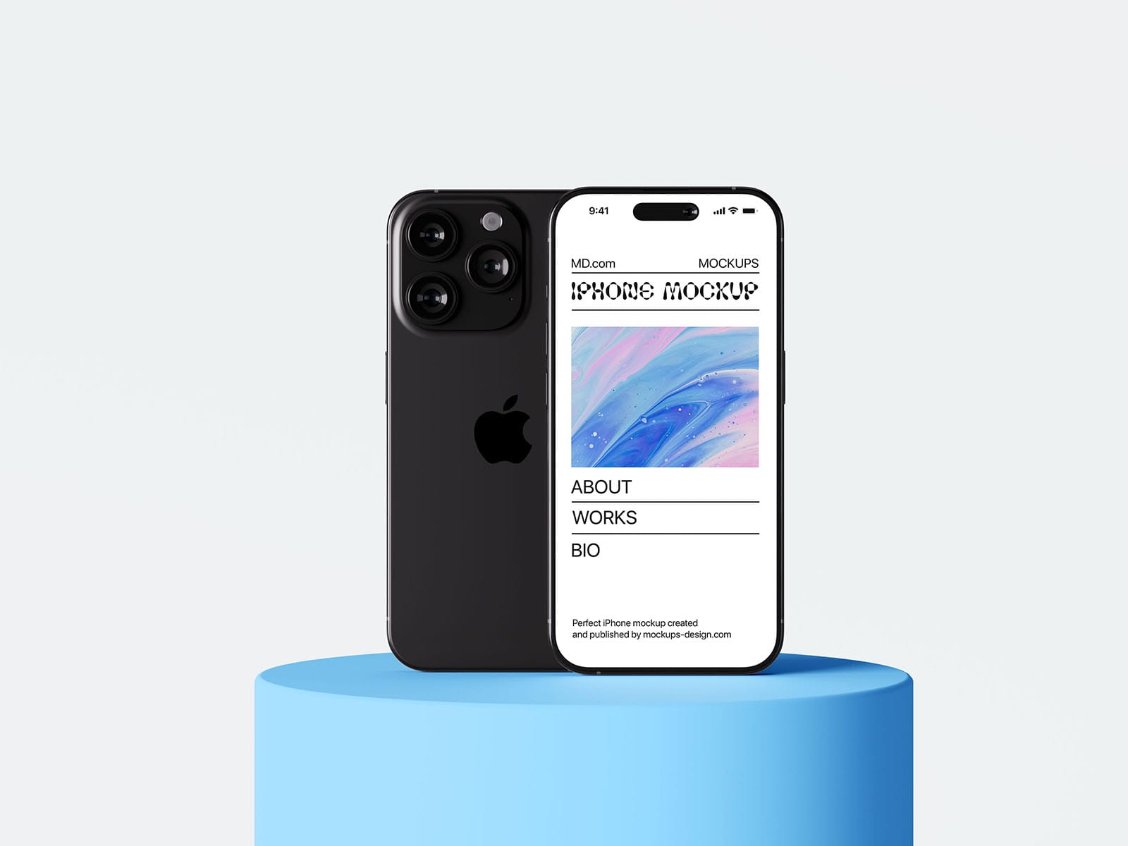 iPhone 15 on podium mockup
