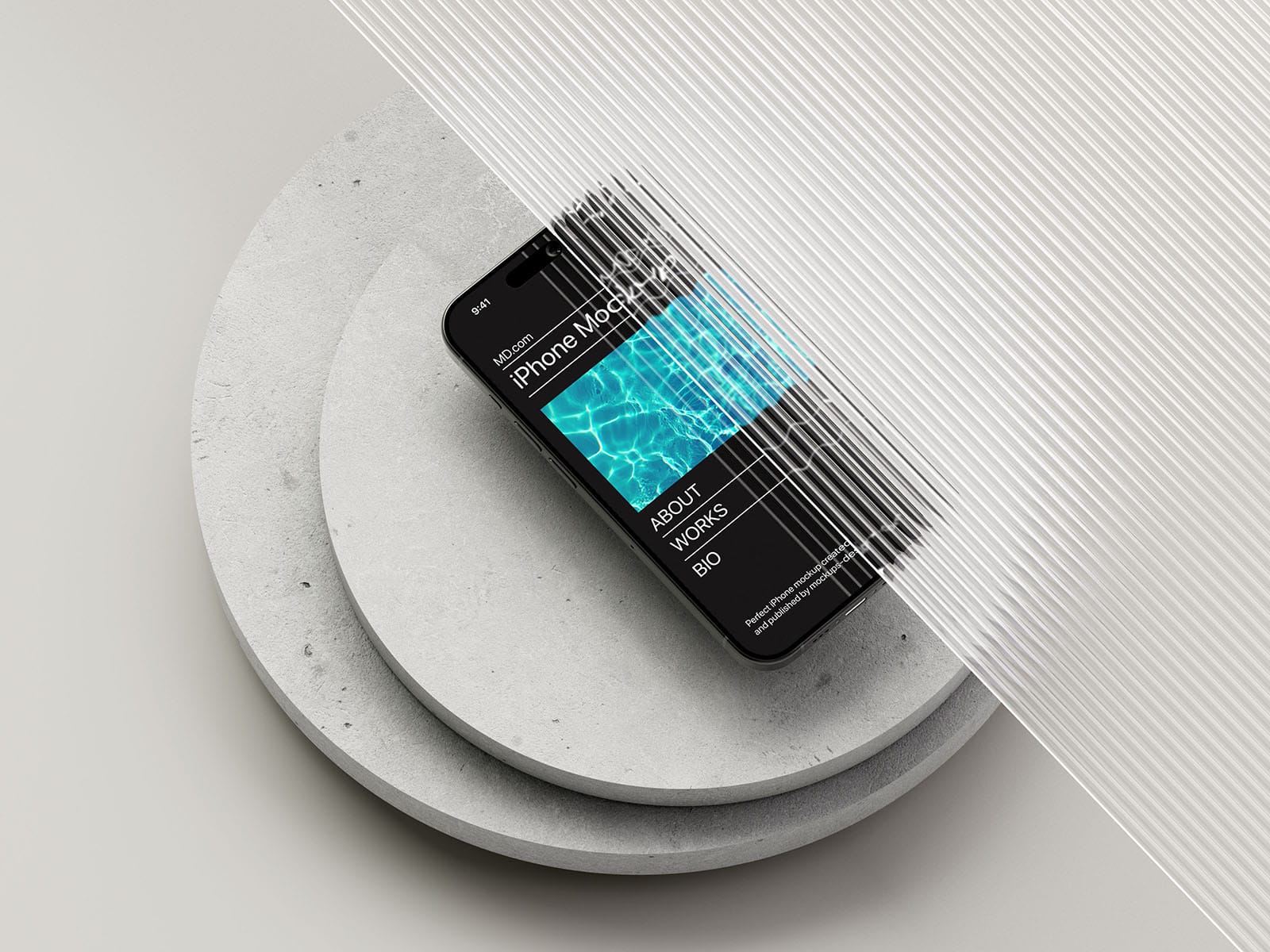 iPhone 15 with glass mockup