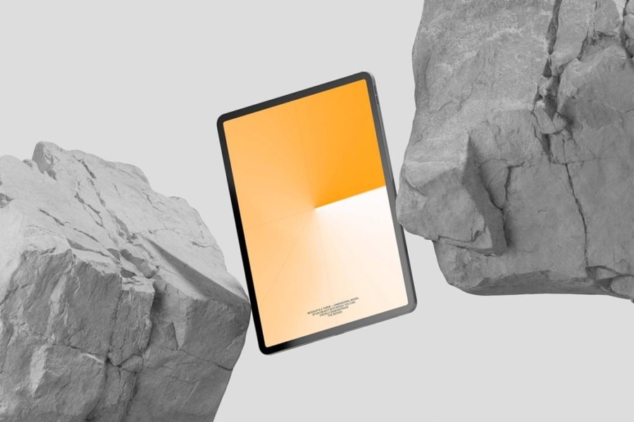 iPad Pro Free Mockup wtih Rock